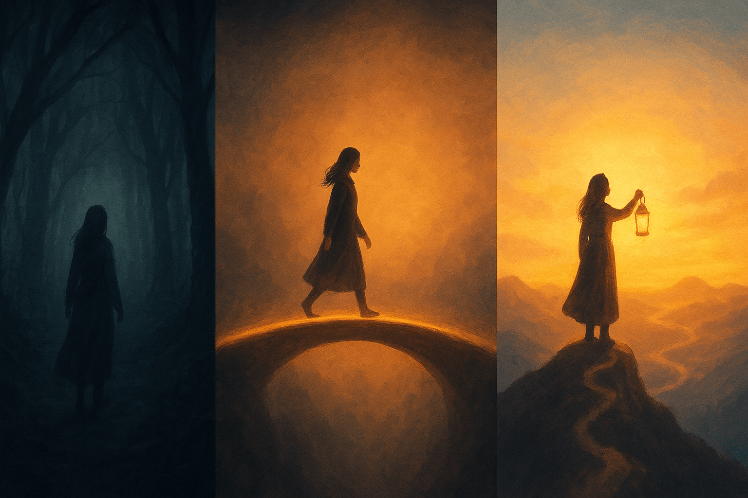 A journey from darkness to light - representing transformation and hope